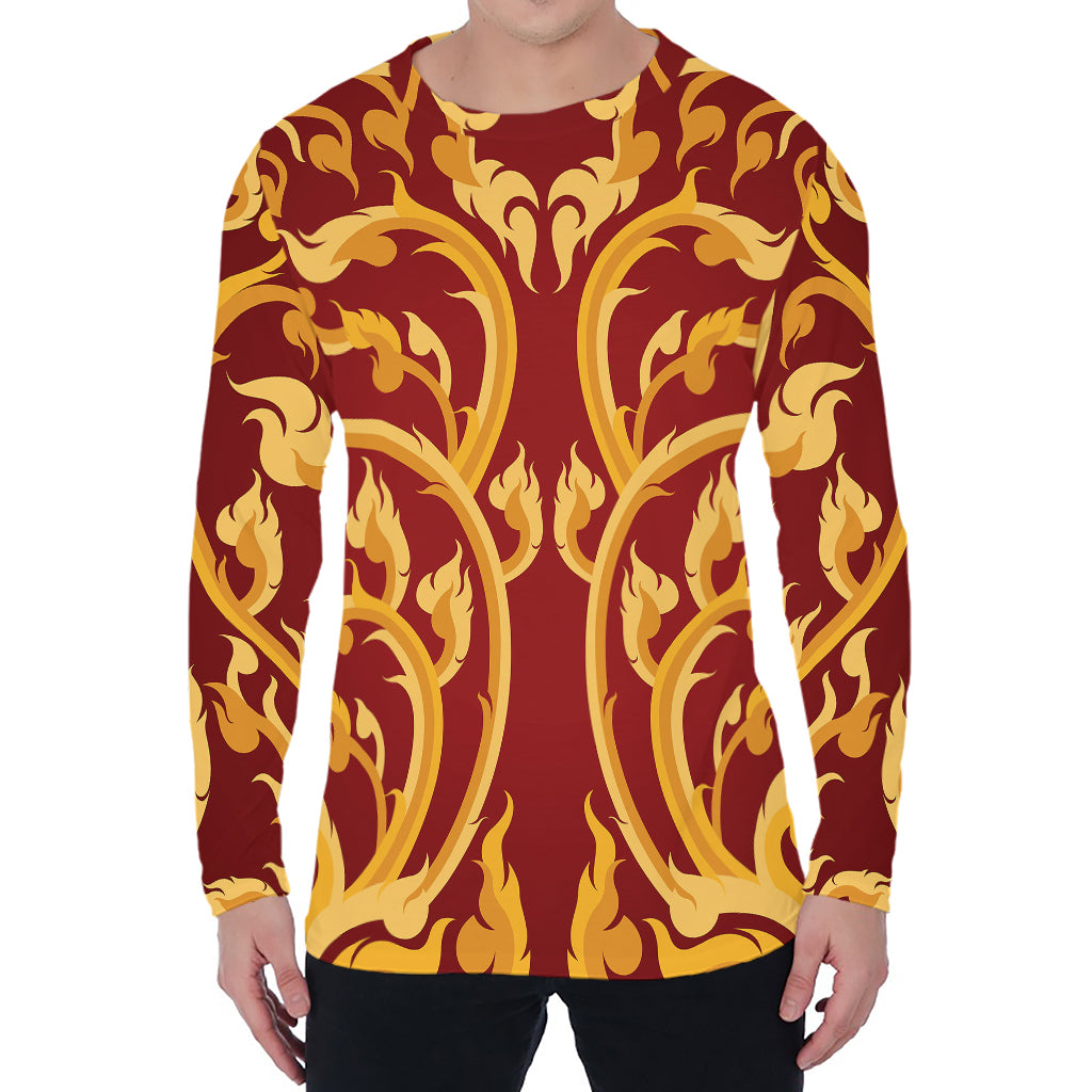 Thai Winding Vines Pattern Print Men's Long Sleeve T-Shirt