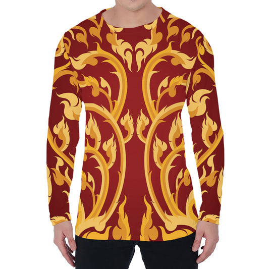 Thai Winding Vines Pattern Print Men's Long Sleeve T-Shirt