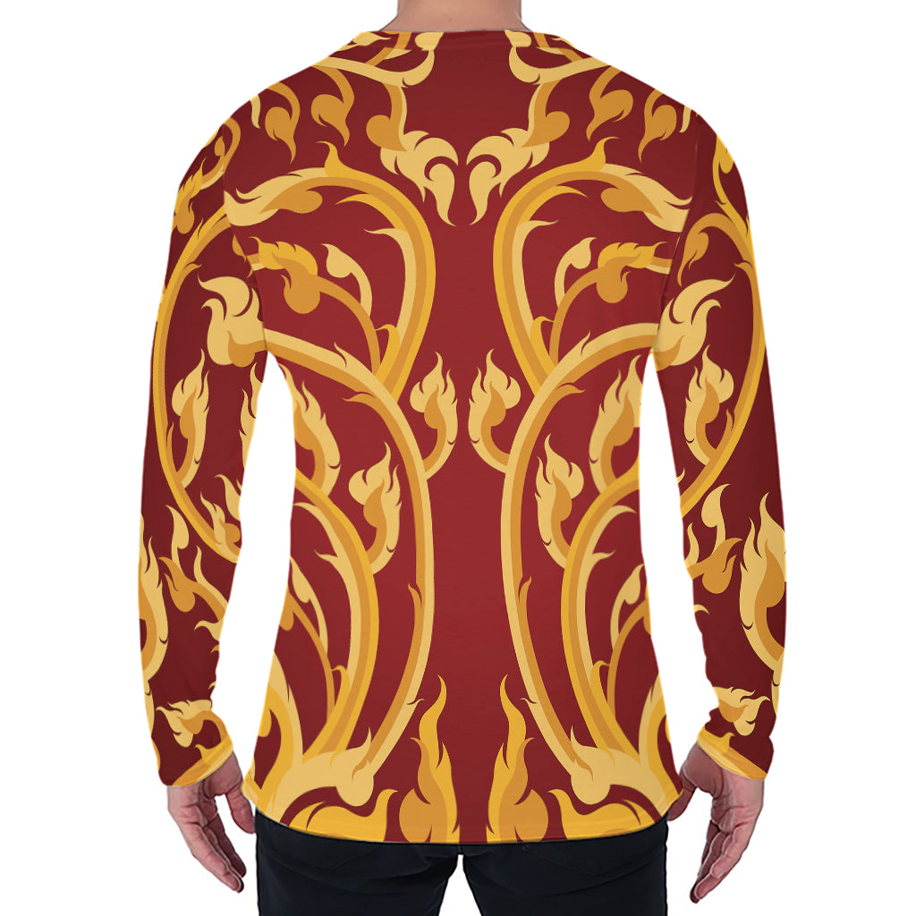 Thai Winding Vines Pattern Print Men's Long Sleeve T-Shirt