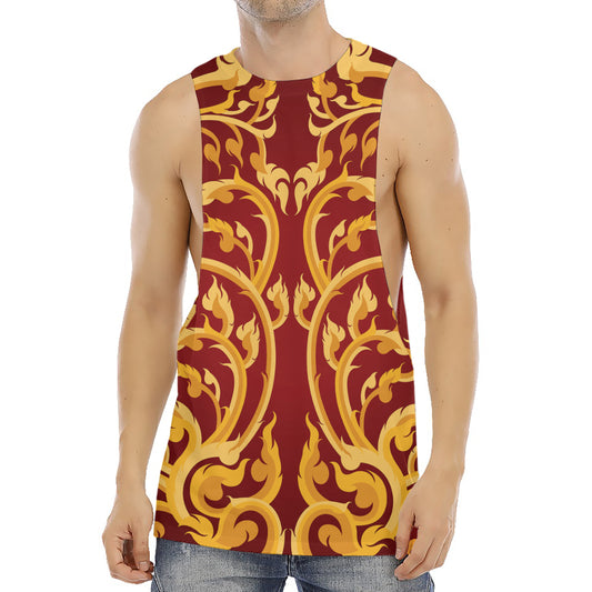 Thai Winding Vines Pattern Print Men's Muscle Tank Top