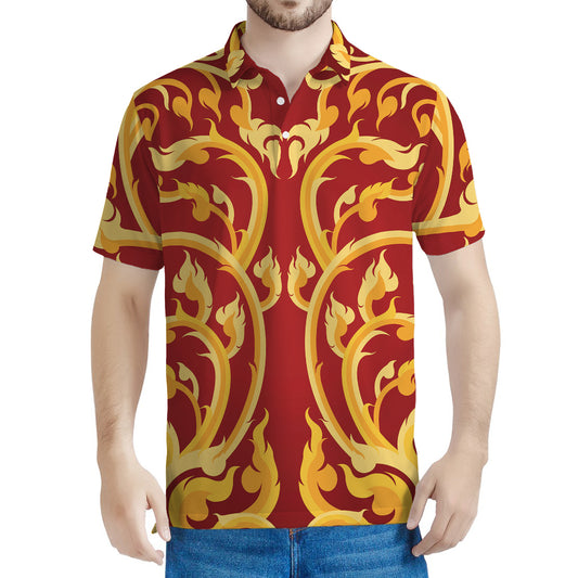 Thai Winding Vines Pattern Print Men's Polo Shirt