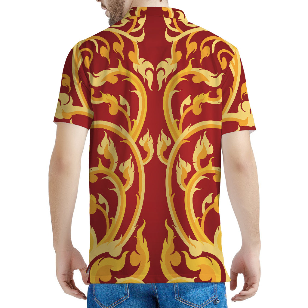 Thai Winding Vines Pattern Print Men's Polo Shirt