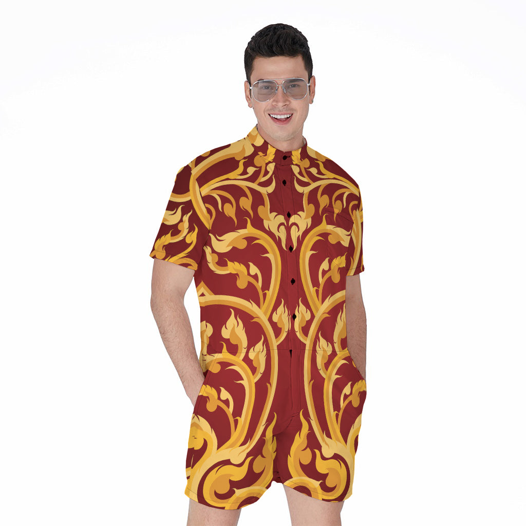 Thai Winding Vines Pattern Print Men's Rompers