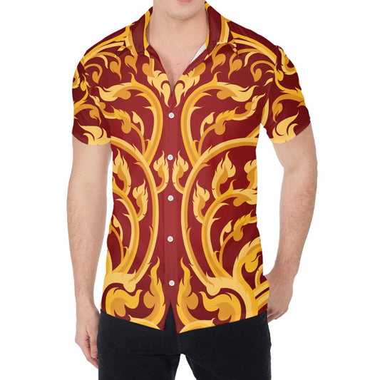 Thai Winding Vines Pattern Print Men's Shirt