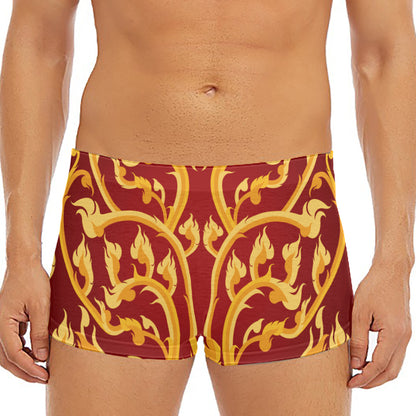 Thai Winding Vines Pattern Print Men's Short Boxer Briefs