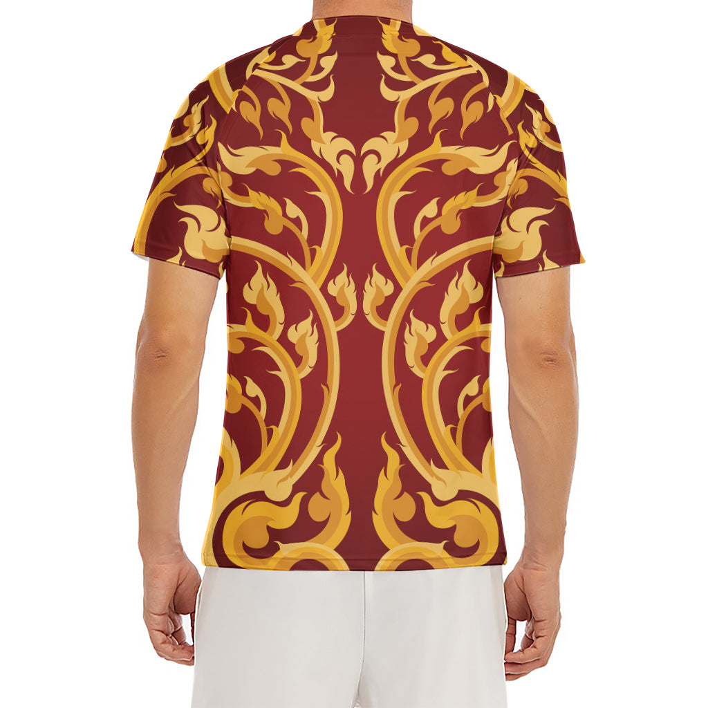 Thai Winding Vines Pattern Print Men's Short Sleeve Rash Guard