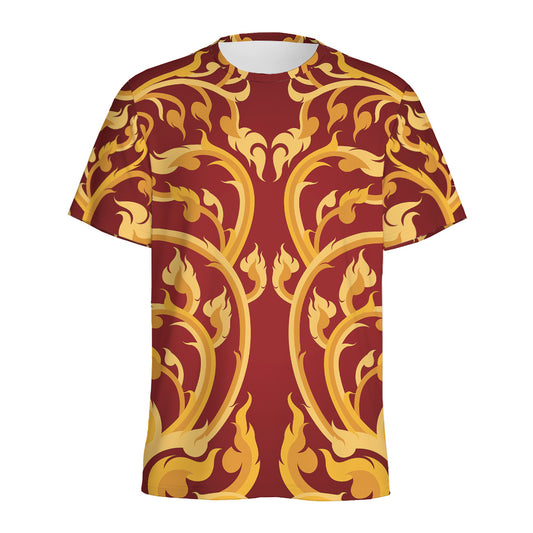 Thai Winding Vines Pattern Print Men's Sports T-Shirt