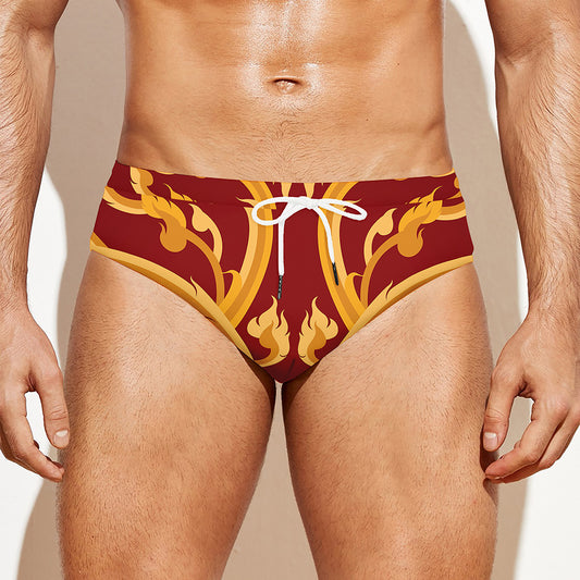 Thai Winding Vines Pattern Print Men's Swim Briefs