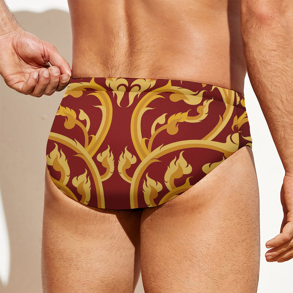 Thai Winding Vines Pattern Print Men's Swim Briefs