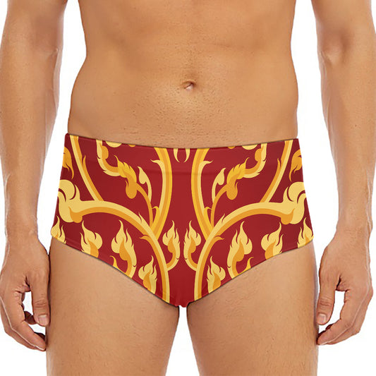 Thai Winding Vines Pattern Print Men's Triangle Swim Briefs