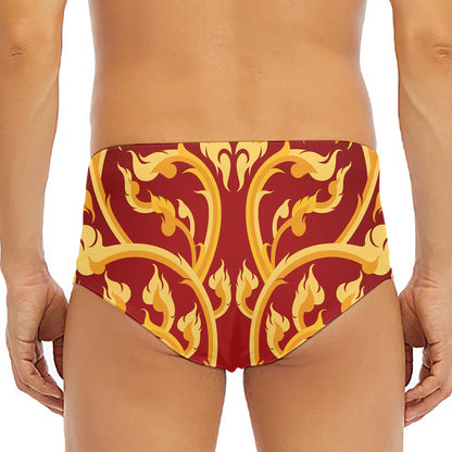 Thai Winding Vines Pattern Print Men's Triangle Swim Briefs
