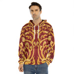 Thai Winding Vines Pattern Print Men's Velvet Pullover Hoodie