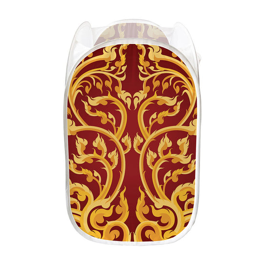Thai Winding Vines Pattern Print Mesh Laundry Hamper
