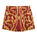 Thai Winding Vines Pattern Print Mesh Shorts