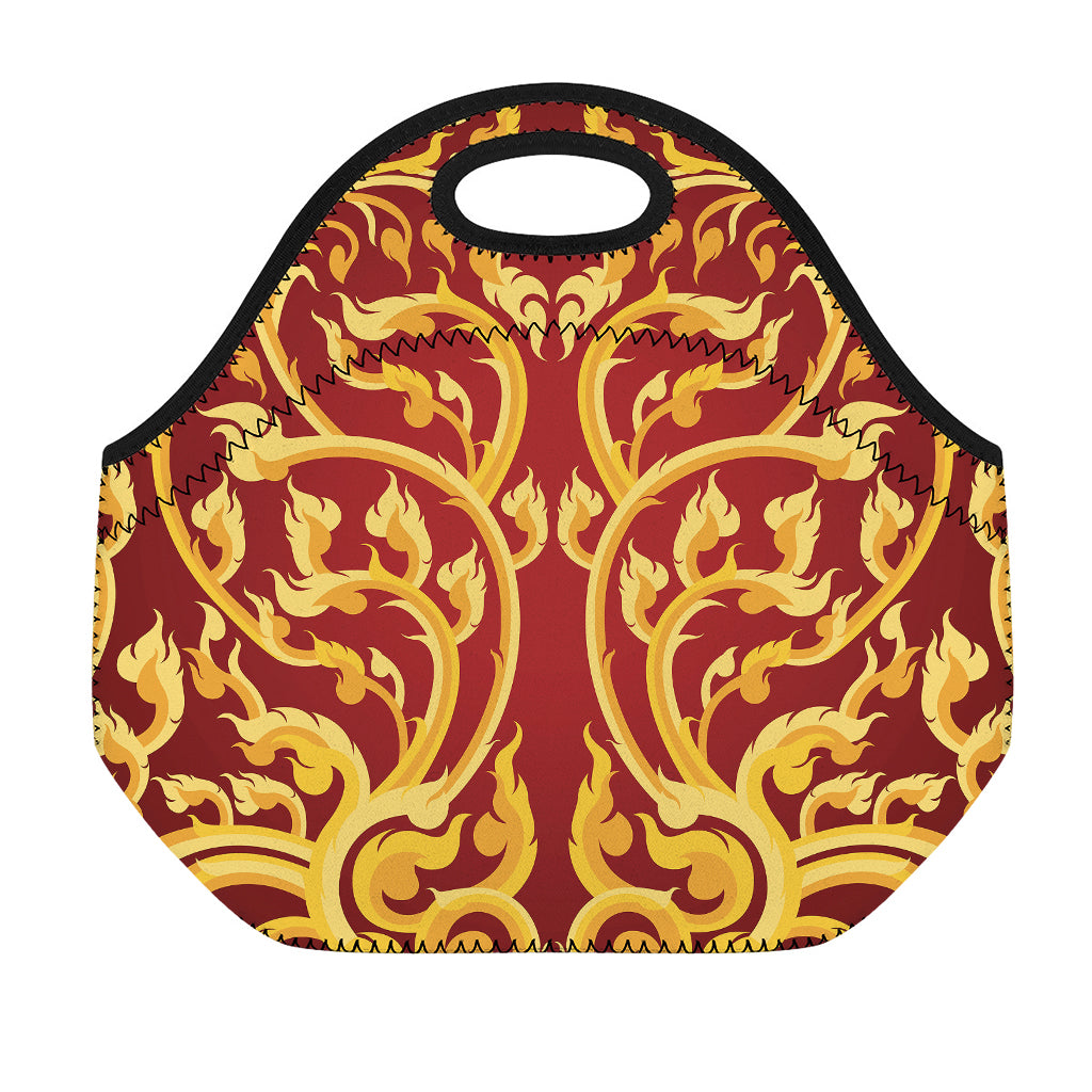 Thai Winding Vines Pattern Print Neoprene Lunch Bag