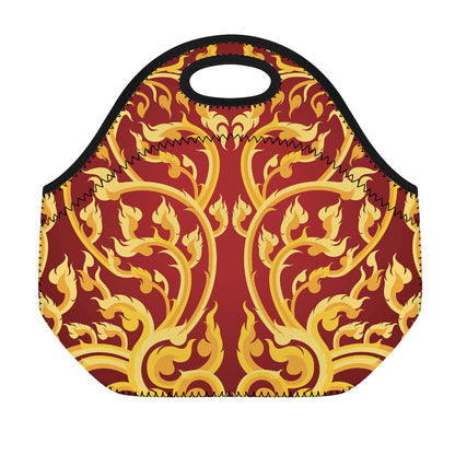Thai Winding Vines Pattern Print Neoprene Lunch Bag