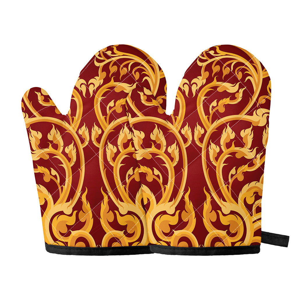 Thai Winding Vines Pattern Print Oven Mitts
