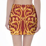 Thai Winding Vines Pattern Print Pencil Mini Skirt