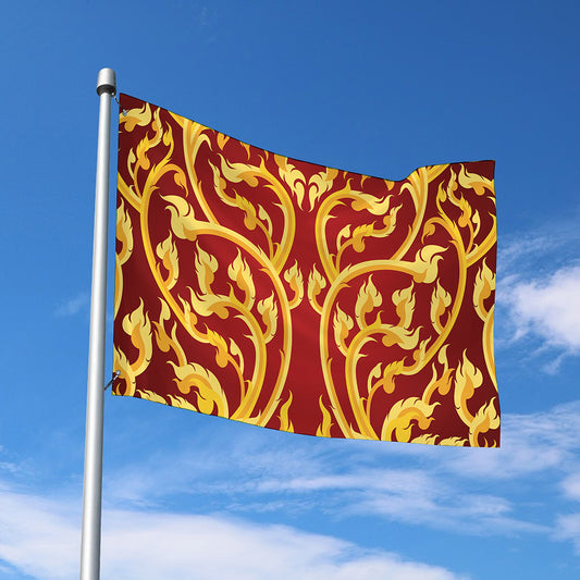 Thai Winding Vines Pattern Print Polyester Flag