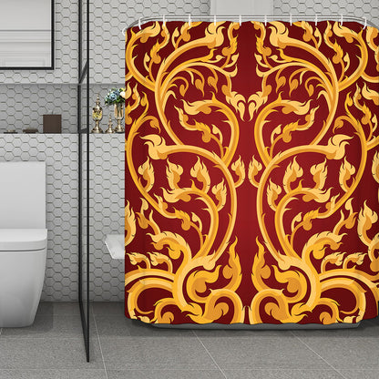Thai Winding Vines Pattern Print Polyester Shower Curtain