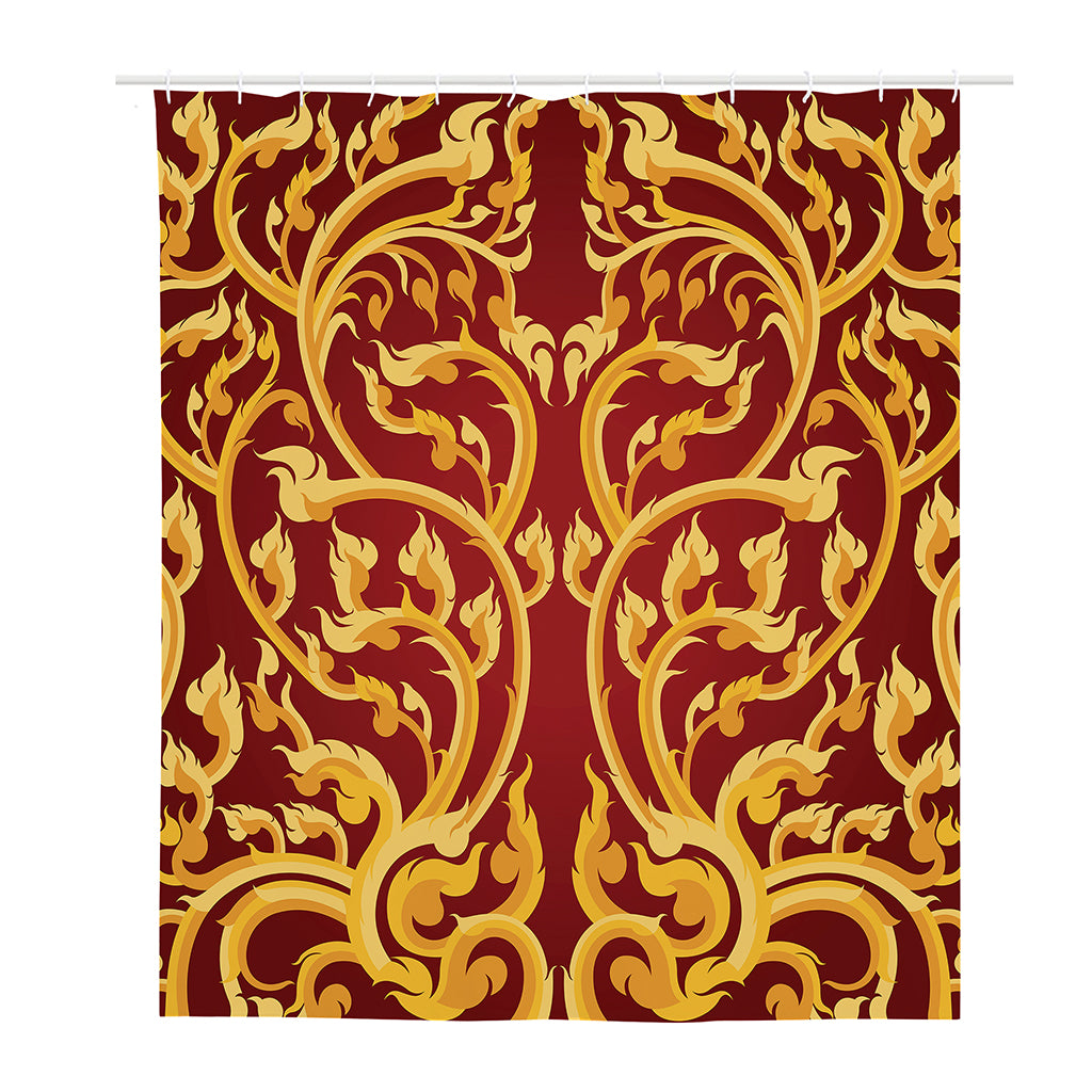 Thai Winding Vines Pattern Print Polyester Shower Curtain