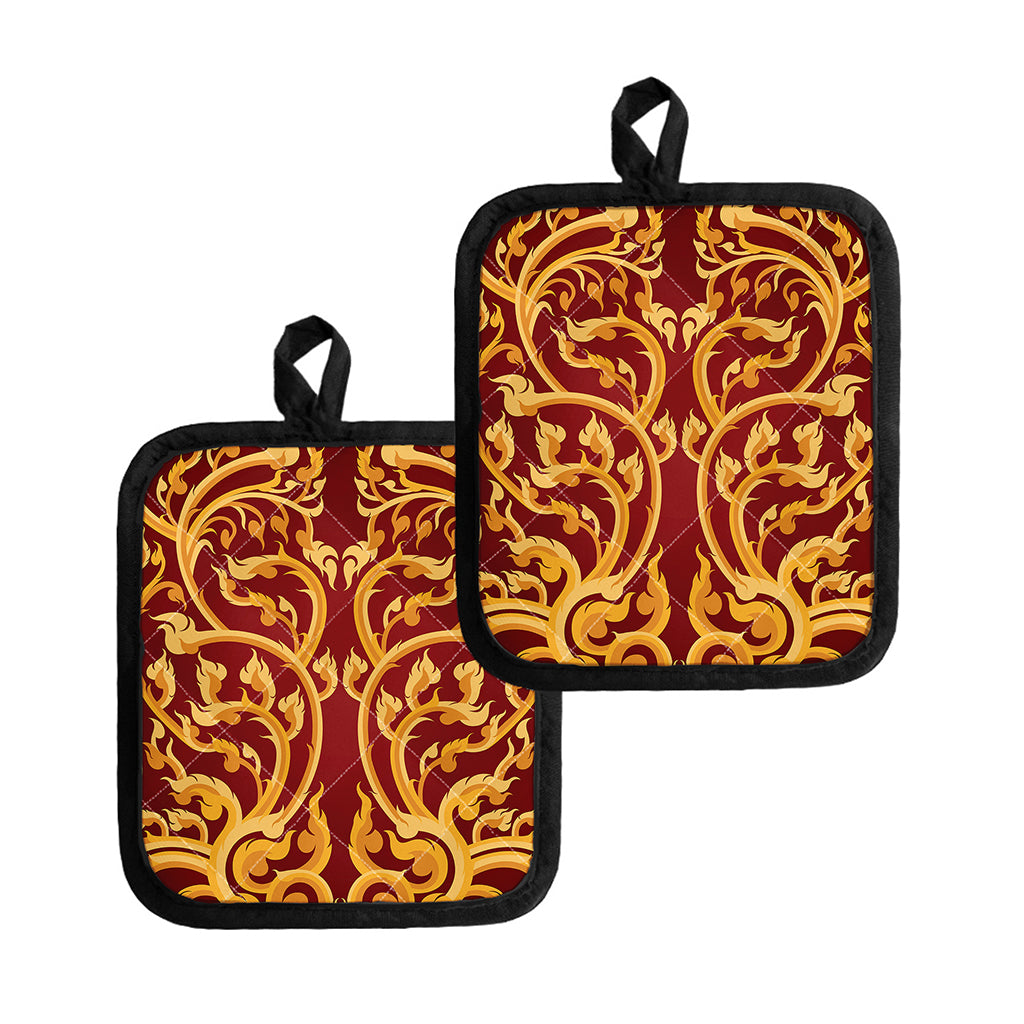 Thai Winding Vines Pattern Print Pot Holders