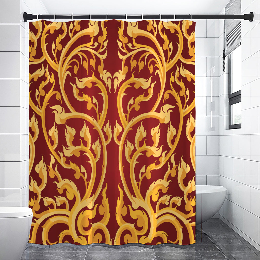 Thai Winding Vines Pattern Print Premium Shower Curtain