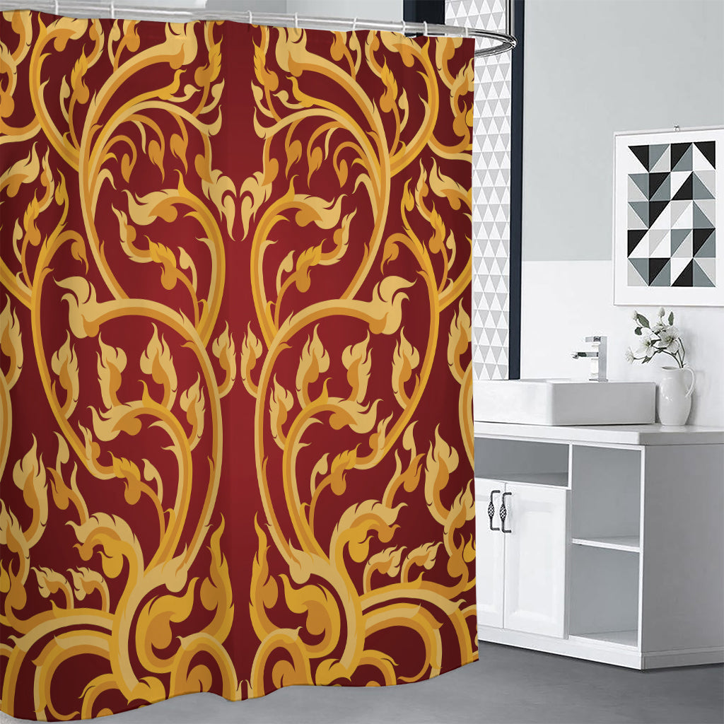 Thai Winding Vines Pattern Print Premium Shower Curtain