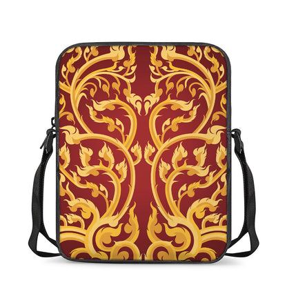 Thai Winding Vines Pattern Print Rectangular Crossbody Bag