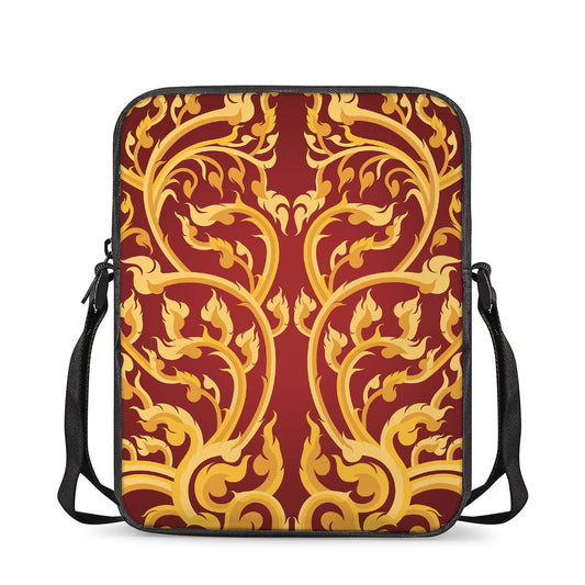 Thai Winding Vines Pattern Print Rectangular Crossbody Bag