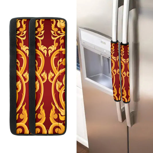 Thai Winding Vines Pattern Print Refrigerator Handle Covers
