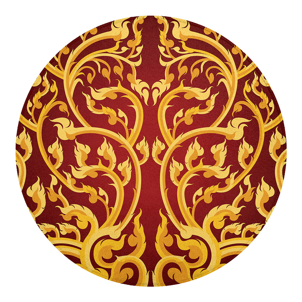 Thai Winding Vines Pattern Print Round Blanket