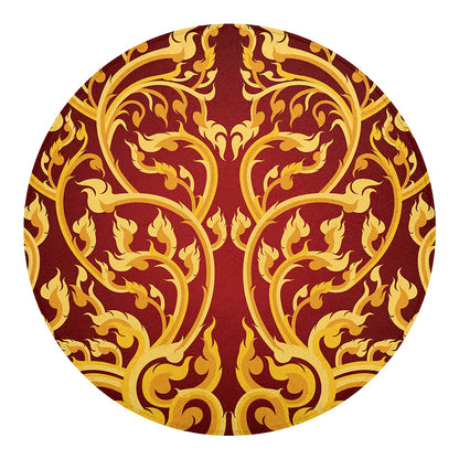 Thai Winding Vines Pattern Print Round Blanket