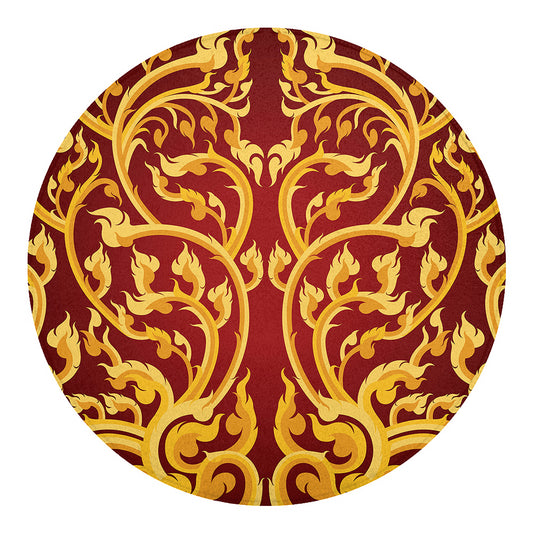 Thai Winding Vines Pattern Print Round Blanket