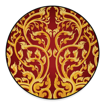 Thai Winding Vines Pattern Print Round Floor Mat