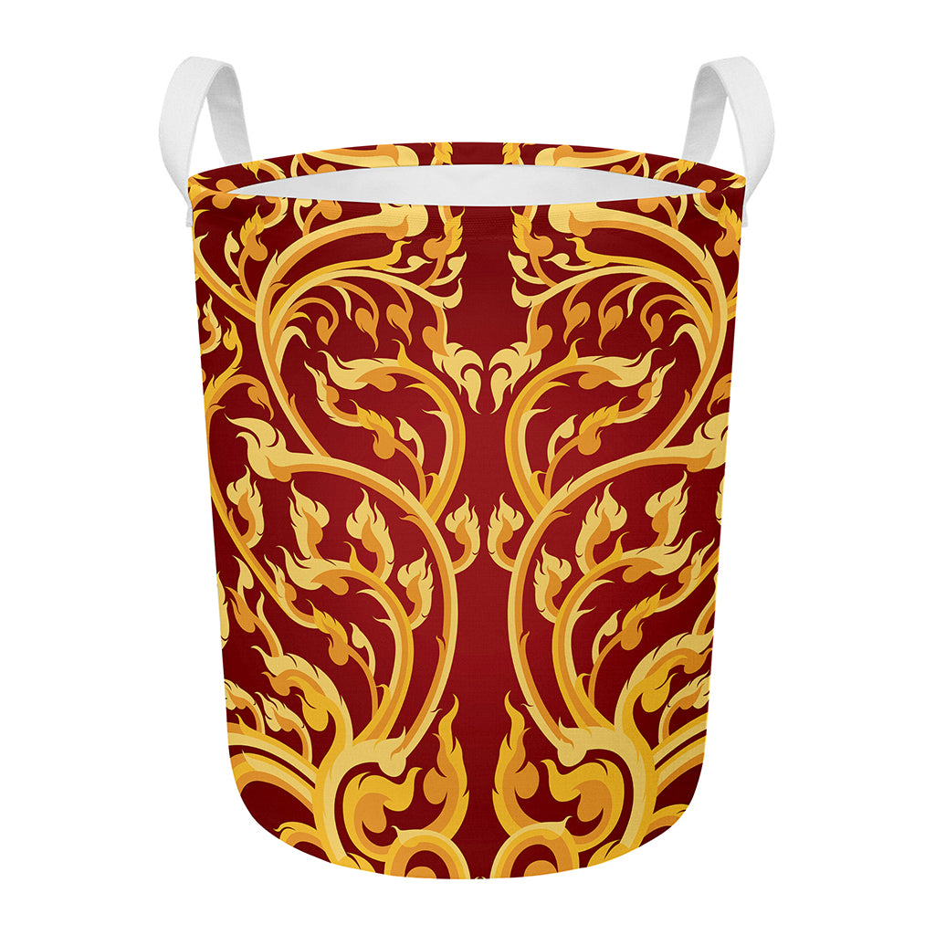 Thai Winding Vines Pattern Print Round Laundry Basket