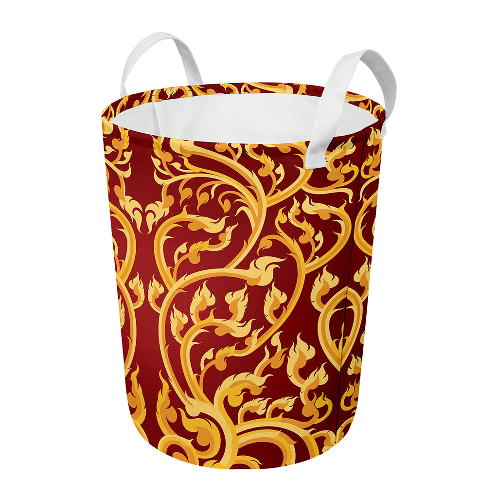 Thai Winding Vines Pattern Print Round Laundry Basket