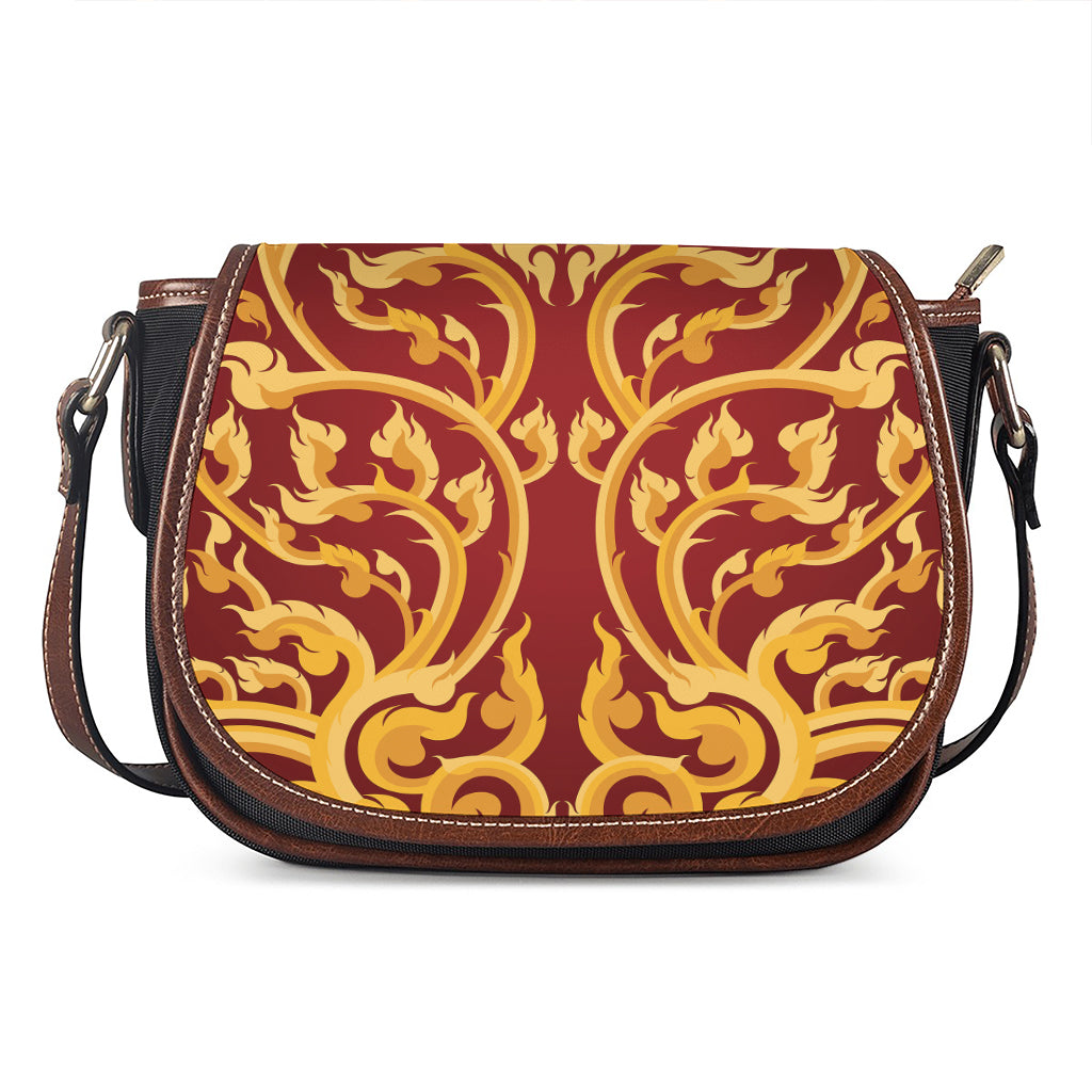 Thai Winding Vines Pattern Print Saddle Bag