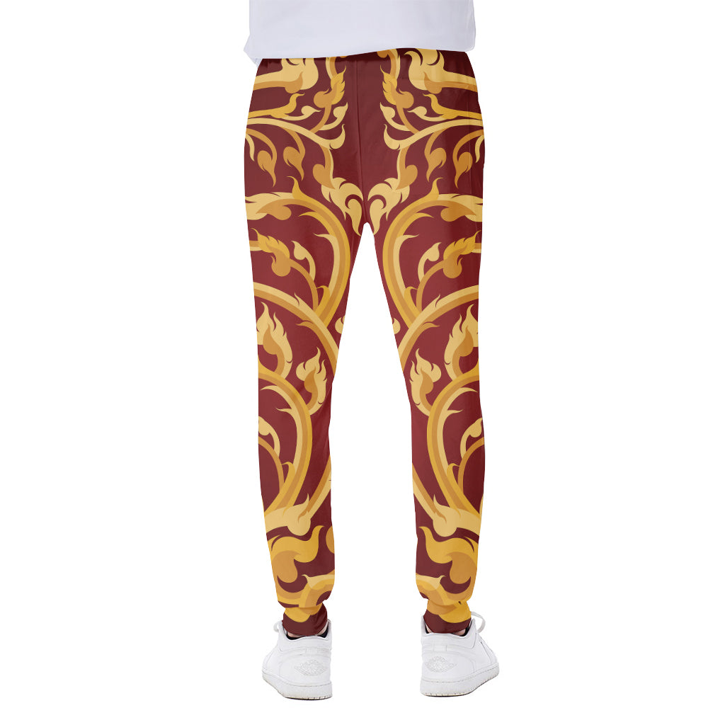 Thai Winding Vines Pattern Print Scuba Joggers