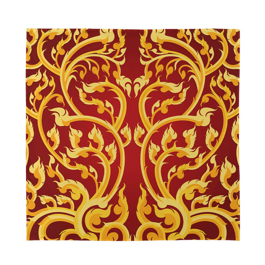 Thai Winding Vines Pattern Print Silk Bandana