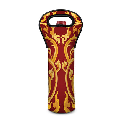 Thai Winding Vines Pattern Print Single Neoprene Wine Tote
