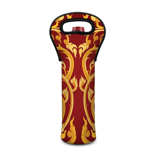 Thai Winding Vines Pattern Print Single Neoprene Wine Tote