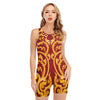 Thai Winding Vines Pattern Print Sleeveless One Piece Swimsuit