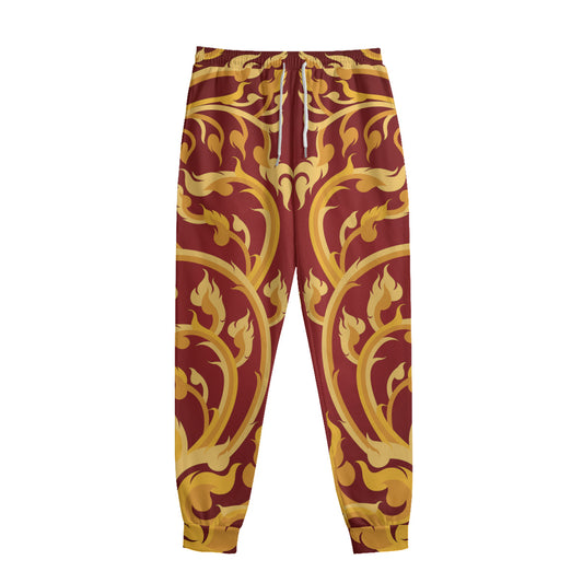 Thai Winding Vines Pattern Print Sweatpants