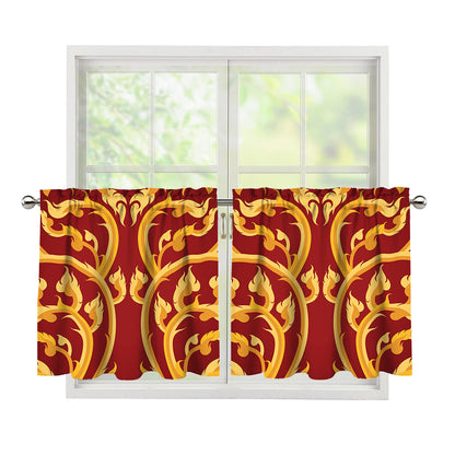 Thai Winding Vines Pattern Print Tier Curtains