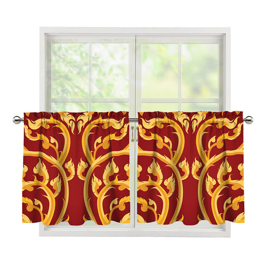 Thai Winding Vines Pattern Print Tier Curtains