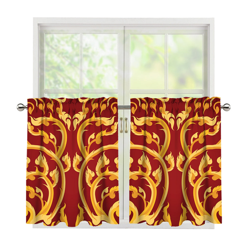 Thai Winding Vines Pattern Print Tier Curtains