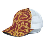 Thai Winding Vines Pattern Print White Mesh Trucker Cap