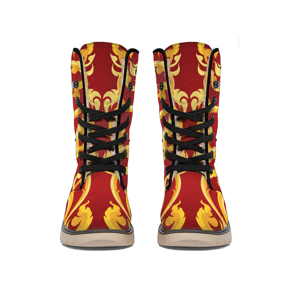 Thai Winding Vines Pattern Print Winter Boots