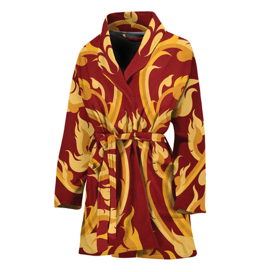 Thai Winding Vines Pattern Print Women's Bathrobe